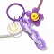 Acrylic Pendant Decorations, with Iron Rings, Flower with Smiling Face, Plum, 90mm