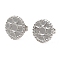 Non-Tarnish 304 Stainless Steel Stud Earring Cabochon Settings, Flat Round with Sun, Stainless Steel Color, Tray: 4mm, 14mm, Pin: 0.8mm