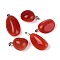 Cat Eye Pendants, Nuggets Charms, with 201 Stainless Steel Snap on Bails, Stainless Steel Color, Crimson, 24~37x15~24x7~20mm, Hole: 6x2.5mm