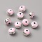 CCB Plastic Beads, with Double Side Enamel, Flat Round with Evil Eye, Pink, 8x5mm, Hole: 1.5mm