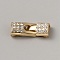 Zinc Alloy with Rhinestone Snap Lock Clasps, Light Gold, 27x10.5x7mm