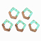 Transparent Resin & Walnut Wood Pendants, with Gold Foil, Polygon, Pale Turquoise, 35x31x3mm, Hole: 2mm