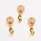Long-Lasting Plated Brass Micro Pave Cubic Zirconia Ice Pick Pinch Bails, Flat Round with Heart, Camellia, Real 24K Gold Plated, 19mm, Hole: 2x4mm, Pin: 0.6mm