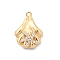 Brass Micro Pave Cubic Zirconia Pendants, Cadmium Free & Nickel Free & Lead Free, Real 18K Gold Plated, Shell Shape, 17x13x3.5mm, Hole: 1.4mm