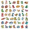 50Pcs Dinosaur PVC Sticker Labels, Self-adhesion, for Suitcase, Skateboard, Refrigerator, Helmet, Mobile Phone Shell, Mixed Shapes, 36~65x40~67x0.3mm