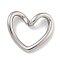 Anti-Tarnish 304 Stainless Steel Heart Linking Rings, Stainless Steel Color, 16x18x4.5mm, Inner Diameter: 7.5x13.5mm