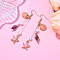 304 Stainless Steel Starfish with Shell Shape Dangle Earrings, with Alloy & Enamel & Glass Pearl, Marine Theme, Light Gold, Pink, 80mm