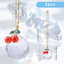 2 шт. стеклянная круглая подвеска в виде вишни и сплава&nbsp;HJEW-DC00105