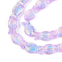 Прозрачность гальванизированные стеклянные бусины нити&nbsp;GLAA-T023-40A-04