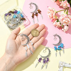 10 шт. 5-х цветный сплав в тибетском стиле с большими подвесками из смешанной каменной крошки&nbsp;PALLOY-CJ00159