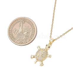 Подвеска в виде черепаховой панцири из латуни с микропаве и прозрачными кубическими циркониями&nbsp;NJEW-JN05903-01