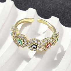 Манжеты из латуни с микро паве кубический цирконий для женщин&nbsp;RJEW-D322-08G