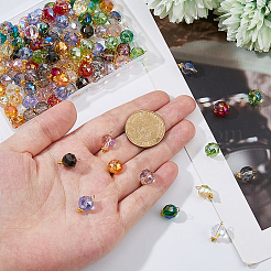 120 шт. 12-х цветные прозрачные гальванические стеклянные подвески&nbsp;PALLOY-FH00178