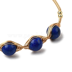 Браслет-манжета из натурального лазурита&nbsp;BJEW-A122-07B