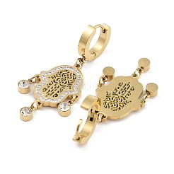 Полые серьги-подвески из нержавеющей стали 304 в форме руки хамсы&nbsp;EJEW-L283-079G