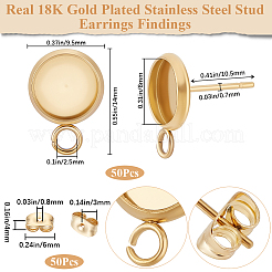 50 шт. плоская круглая фурнитура для сережек-гвоздиков из нержавеющей стали 304&nbsp;STAS-BBC0005-85B