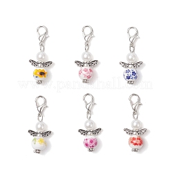 Подвесные украшения из фарфора и керамики с изображением ангела&nbsp;HJEW-JM04347