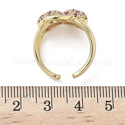 Латунные микро проложить манжеты кольца кубического циркония&nbsp;RJEW-H256-14G-02