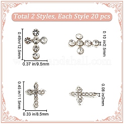 40 шт. 2 стиля кабошонов из цинкового сплава со стразами&nbsp;FIND-CP0002-11