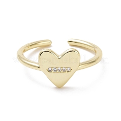 Открытое кольцо-манжета в форме сердца из прозрачного кубического циркония&nbsp;RJEW-P032-37G