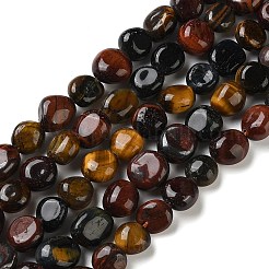 Трехцветные нити бусин из натурального тигрового глаза&nbsp;G-C268-A04-8x10mm