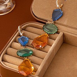 Серьги-гвоздики в форме капли с овальным креплением из цинкового сплава&nbsp;FS-WG9D9B9-01