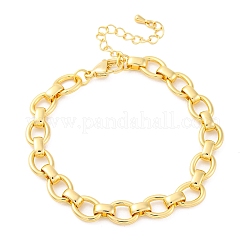 Латунные овальные звенья цепи браслеты для женщин мужчин&nbsp;X-BJEW-K273-06G