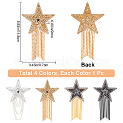 4 шт. 4 стильных сверкающих стразовых нашивки для утюжков&nbsp;DIY-GF0005-21