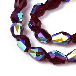 Прозрачные стеклянные бусины гальваническим пряди&nbsp;EGLA-N023-6x8mm-A10