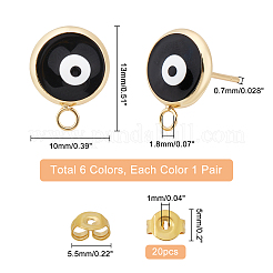 6 пара двухцветных экологически чистых латунных эмалевых сережек-гвоздиков&nbsp;KK-NB0001-77
