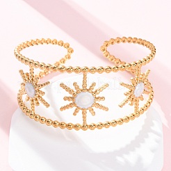 Браслеты-манжеты из нержавеющей стали 304 с эмалью для женщин&nbsp;LS-BJEW-D306-06G