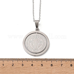 Женские вращающиеся подвески-медали Святого Бенедикта из нержавеющей стали 304&nbsp;NJEW-G187-01P