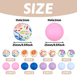 80шт 8 стиля круглые силиконовые фокусные бусины&nbsp;SIL-TA0001-85