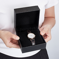 Черные бумажные коробки для часов с откидной крышкой и подушечкой внутри&nbsp;CON-WH0816-018A