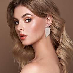 2 пара двухцветных сережек-гвоздиков из латуни&nbsp;EJEW-AN0004-77