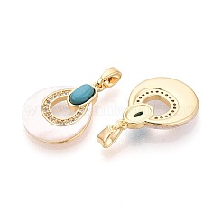 Подвески из искусственной бирюзы с белыми ракушками&nbsp;KK-N287-11G-01