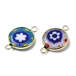 Плоские круглые подвески-соединители ручной работы миллефиори&nbsp;LAMP-D002-02A-G