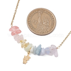 Бусины из драгоценных камней чакры и ожерелья-цепочки с подвеской в виде бабочки из нержавеющей стали 304 для женщин&nbsp;NJEW-JN05826