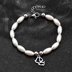 Браслеты с подвесками в виде собак из нержавеющей стали 304 для женщин&nbsp;BJEW-C098-10P