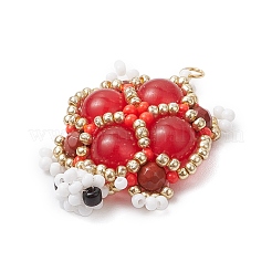 3 шт. 3-х цветные стеклянные бусины ручной работы с узором для ткачества&nbsp;PALLOY-MZ00361