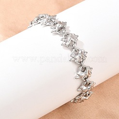 Браслеты-цепочки с цветочным узором из нержавеющей стали 304&nbsp;BJEW-D379-17P