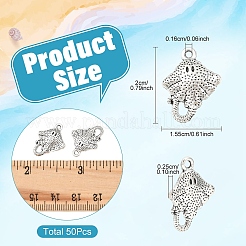 50 шт. подвески в виде рыбок из сплава в тибетском стиле&nbsp;TIBEP-YW0002-17