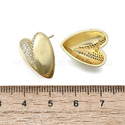 Женские серьги-гвоздики из латуни с микропаве и прозрачным кубическим цирконием&nbsp;EJEW-F363-06G