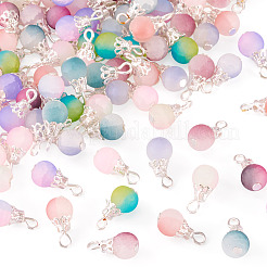 100 шт. 10-х цветные матовые стеклянные подвески с эффектом кракле&nbsp;PALLOY-TAC0206