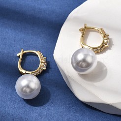 Серьги-кольца из латуни с микропаве из кубического циркония&nbsp;EJEW-H180-09G