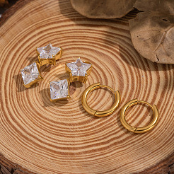 Звезда из нержавеющей стали 304 с квадратными серьгами-кольцами&nbsp;SZ9401