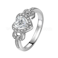 Кольца для пальцев в форме сердца из латуни с микропаве из кубического циркония&nbsp;FS-WG9F34A-10