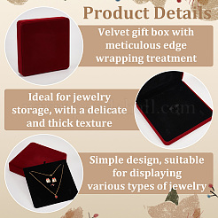 Квадратные бархатные подарочные коробки для ювелирных изделий&nbsp;CON-WH0089-113A