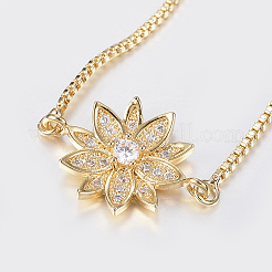 Регулируемые латунные браслеты из микропаве из циркония и боло&nbsp;LS-BJEW-H558-22G