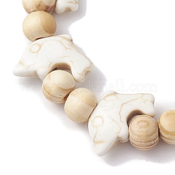 Пляжные эластичные браслеты с синтетической бирюзовой краской «дельфин» и бисером&nbsp;BJEW-JB10288-01